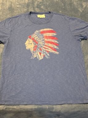 Denim & Supply Ralph Lauren Blue Graphic Tee with Native Chief Motif